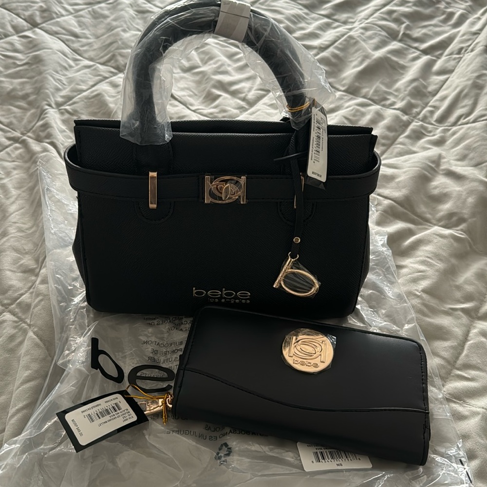 BRAND NEW- Bebe Satchel Bag & Zip-Around Wallet Set